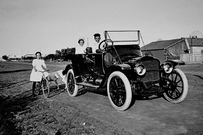The Hobarts first car with Laura, Mary and Fred.